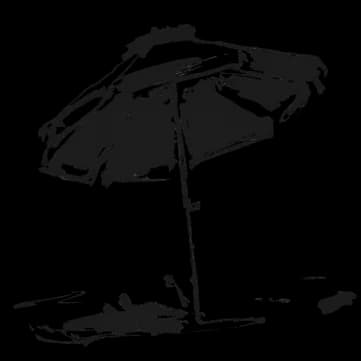 Ink illustration of a beach parasol