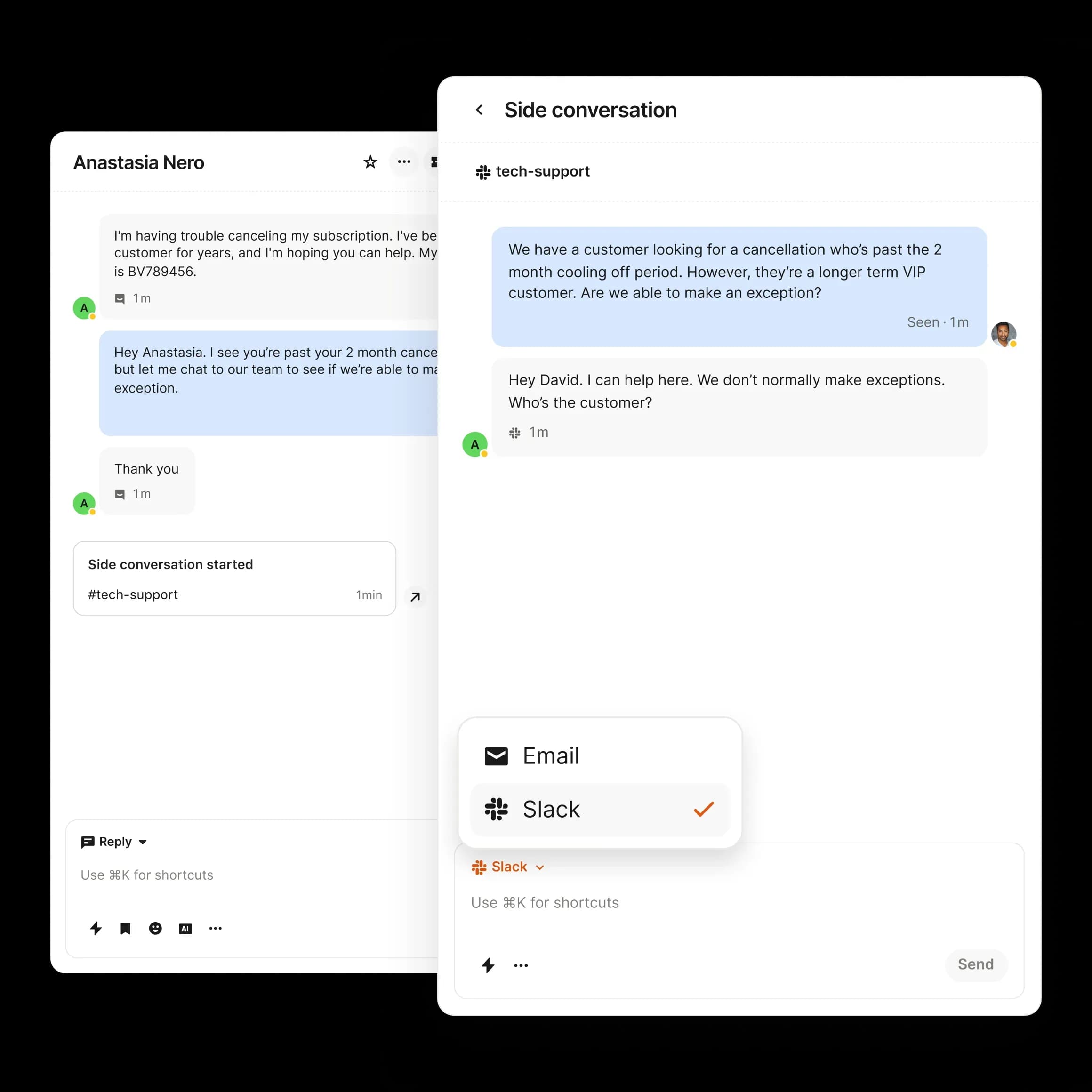 Slack side conversations