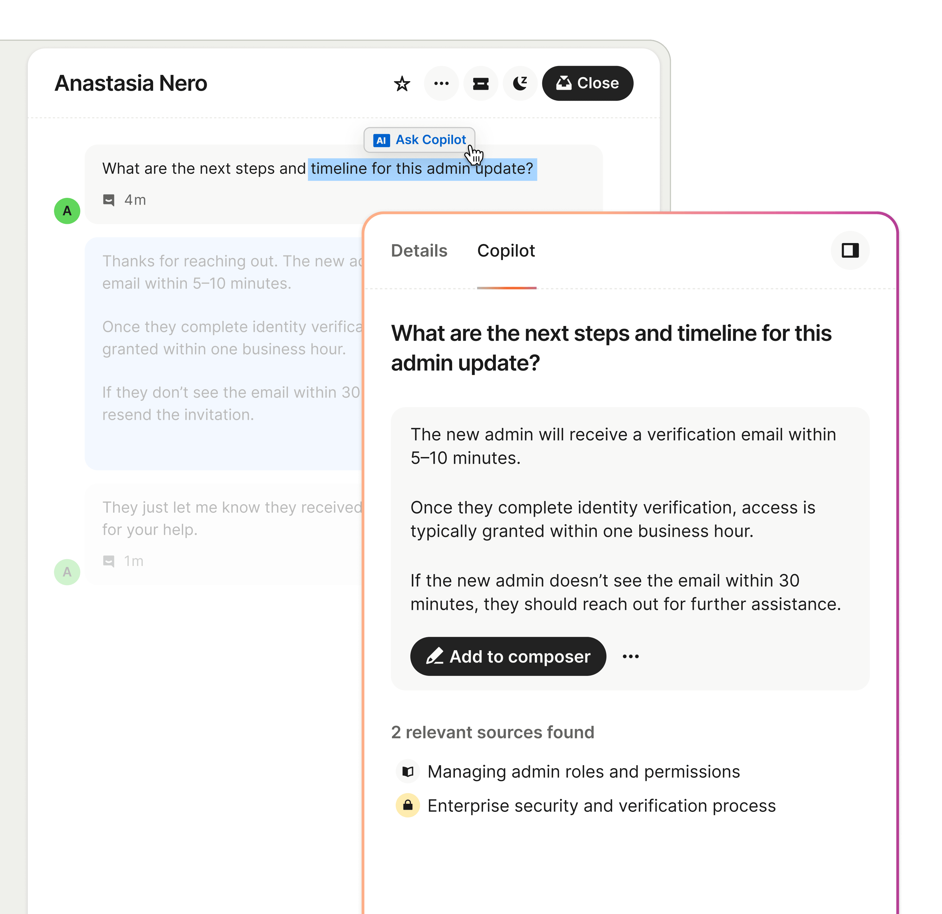 Copilot product UI