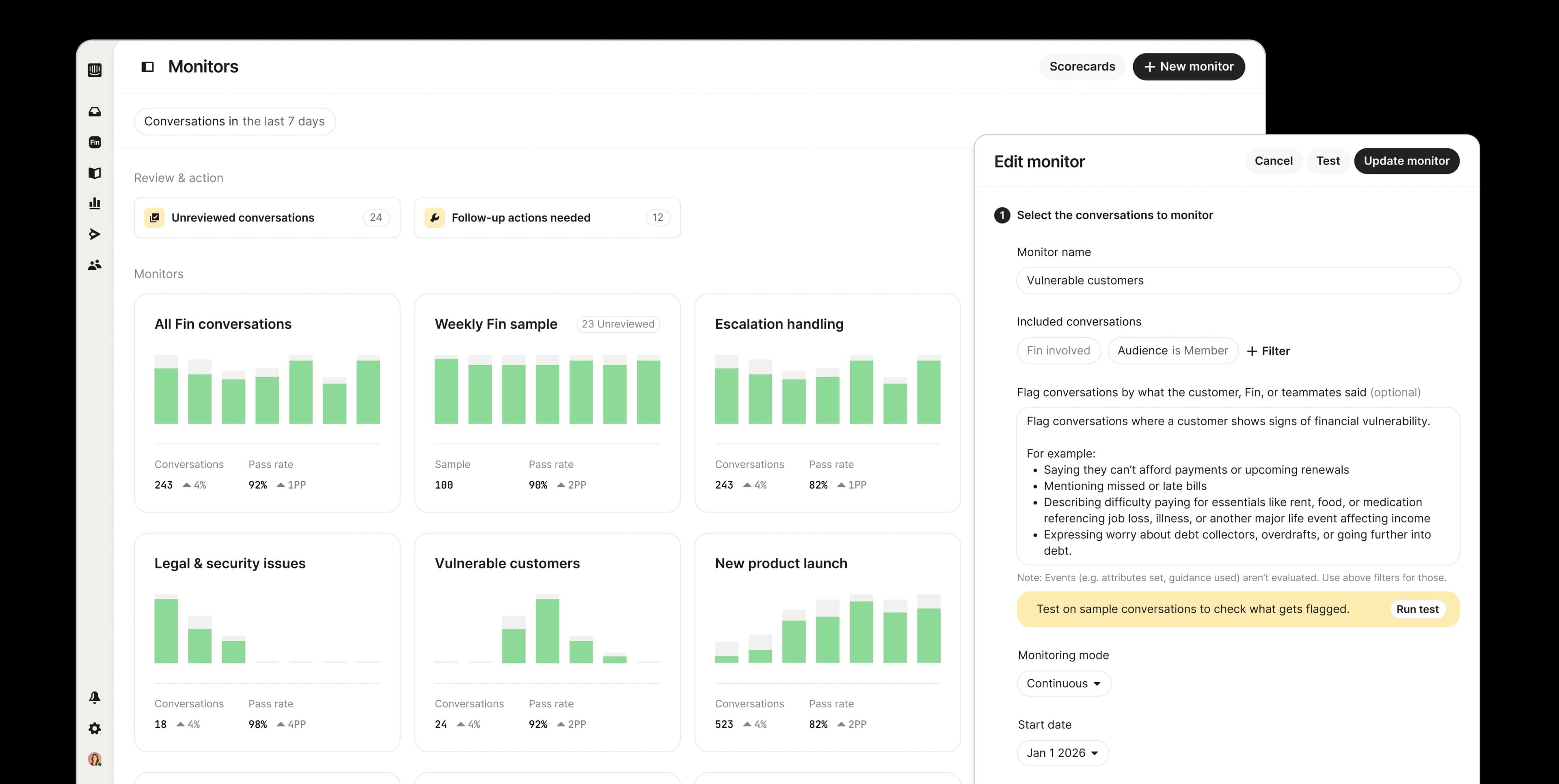 Monitoring product UI
