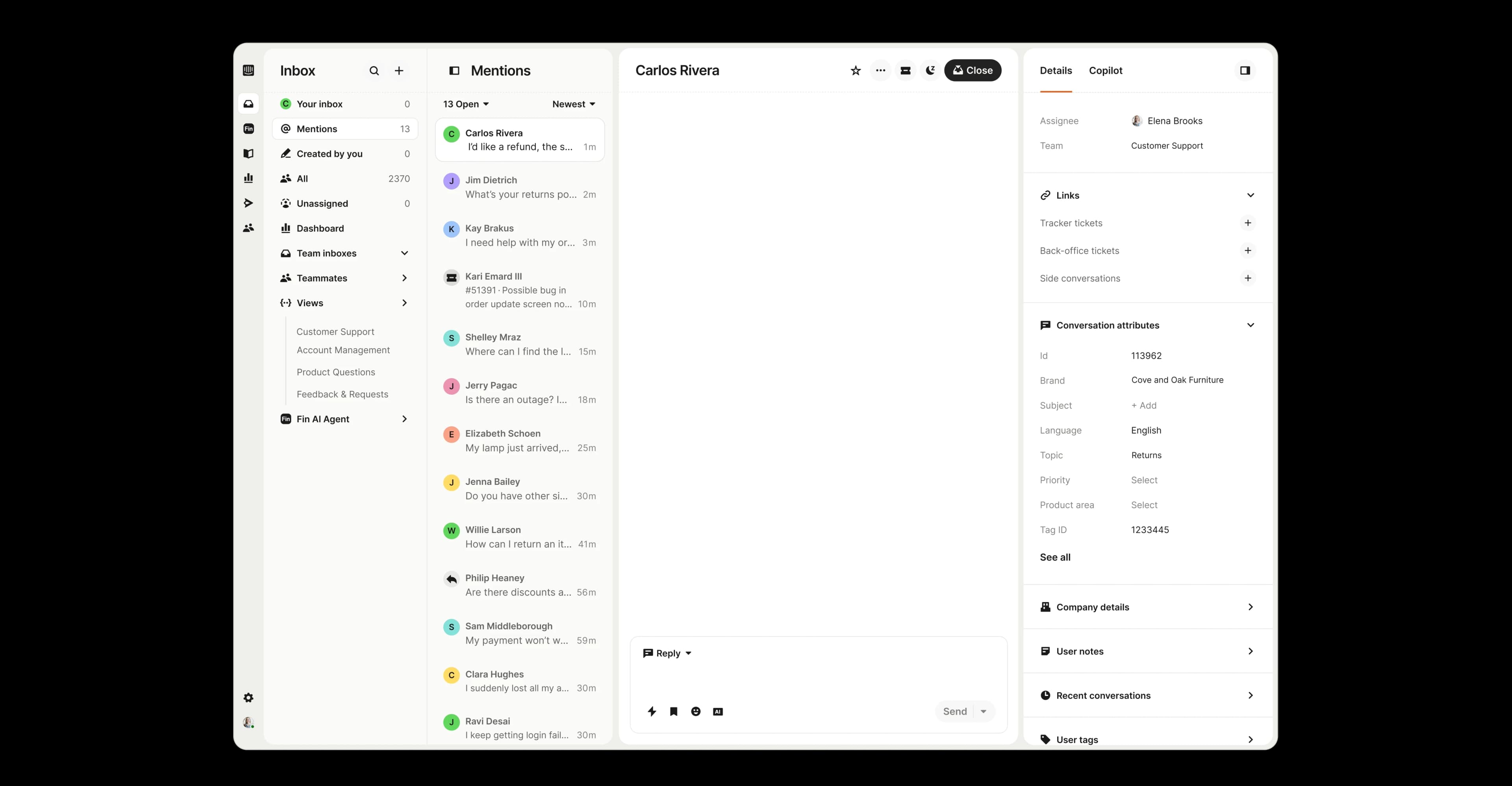 Helpdesk product UI