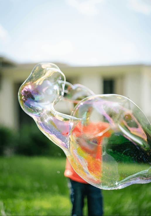Close-up of iridescent soap bubbles