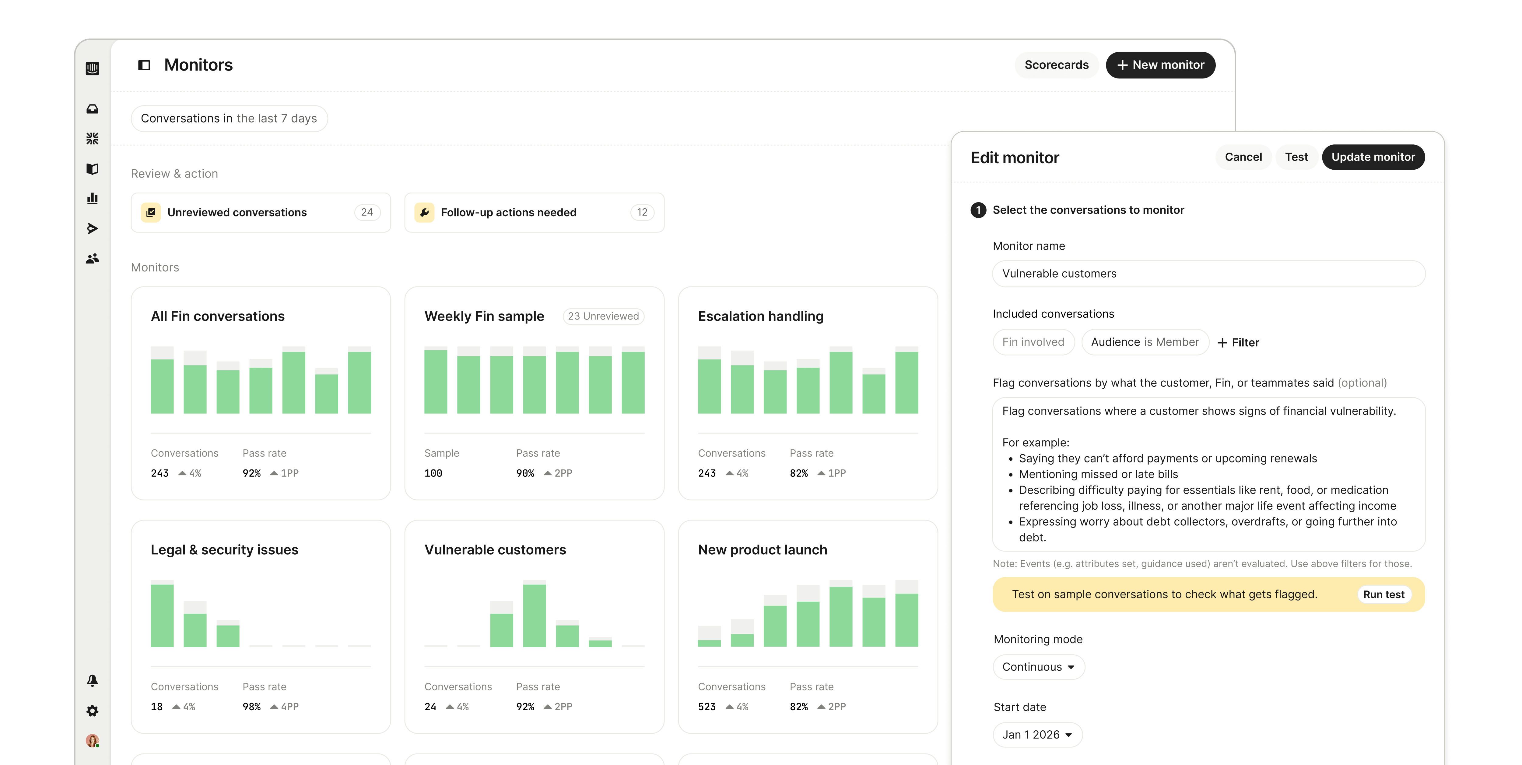 Monitoring product UI