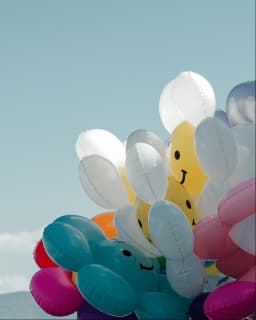 Colorful balloons bunched together