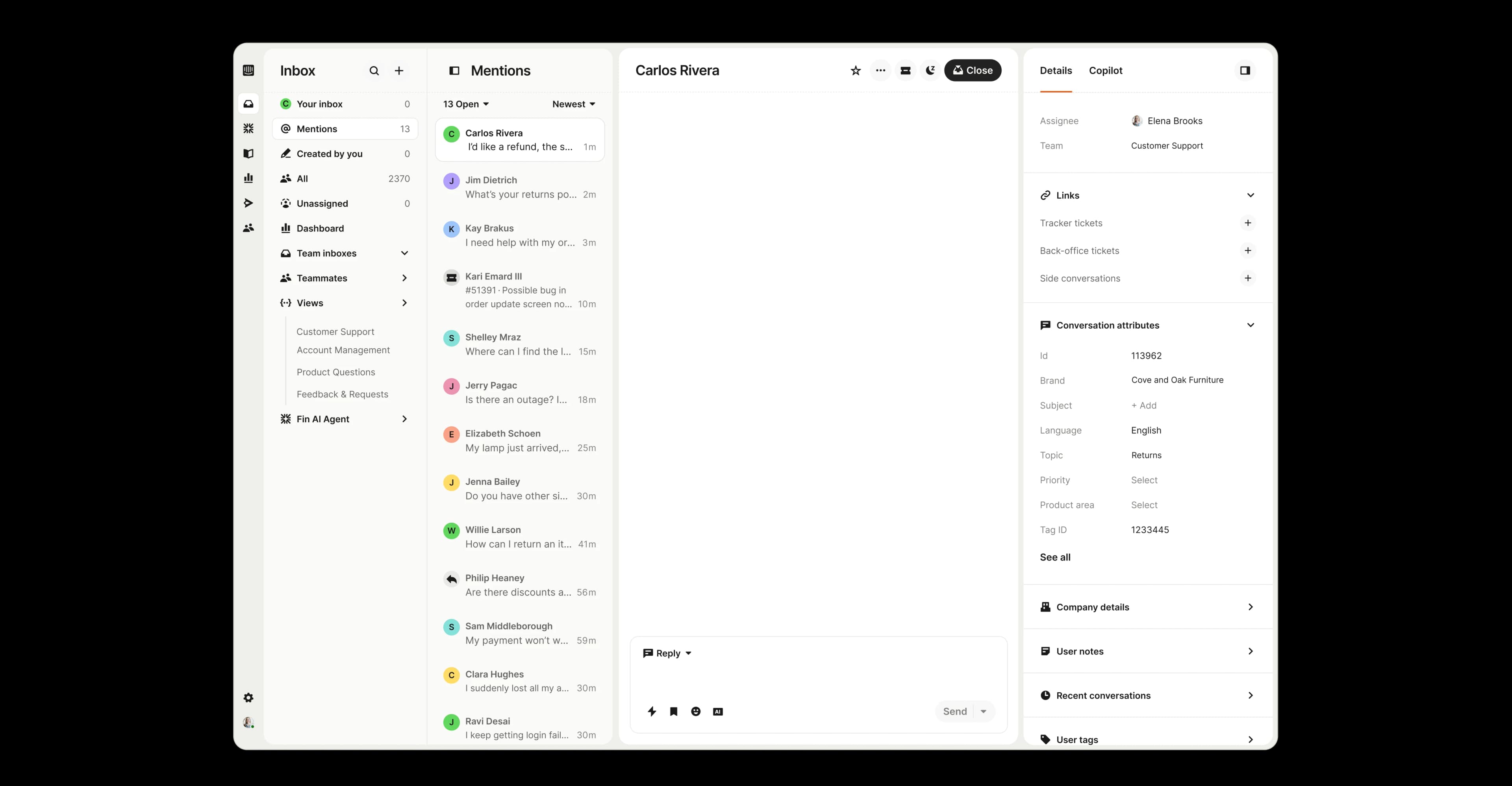 Helpdesk product UI