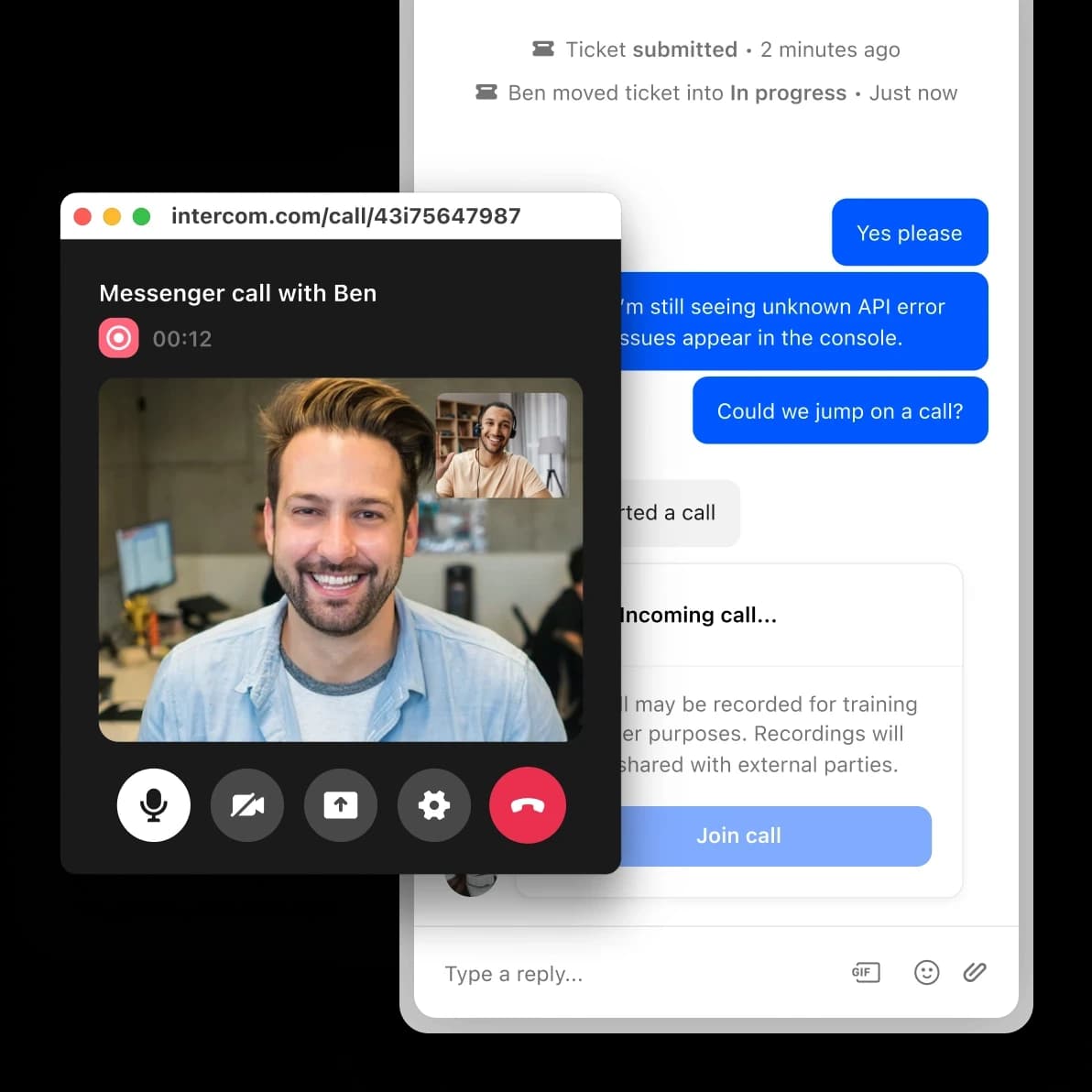 Voice, video, and screen sharing together in the Messenger