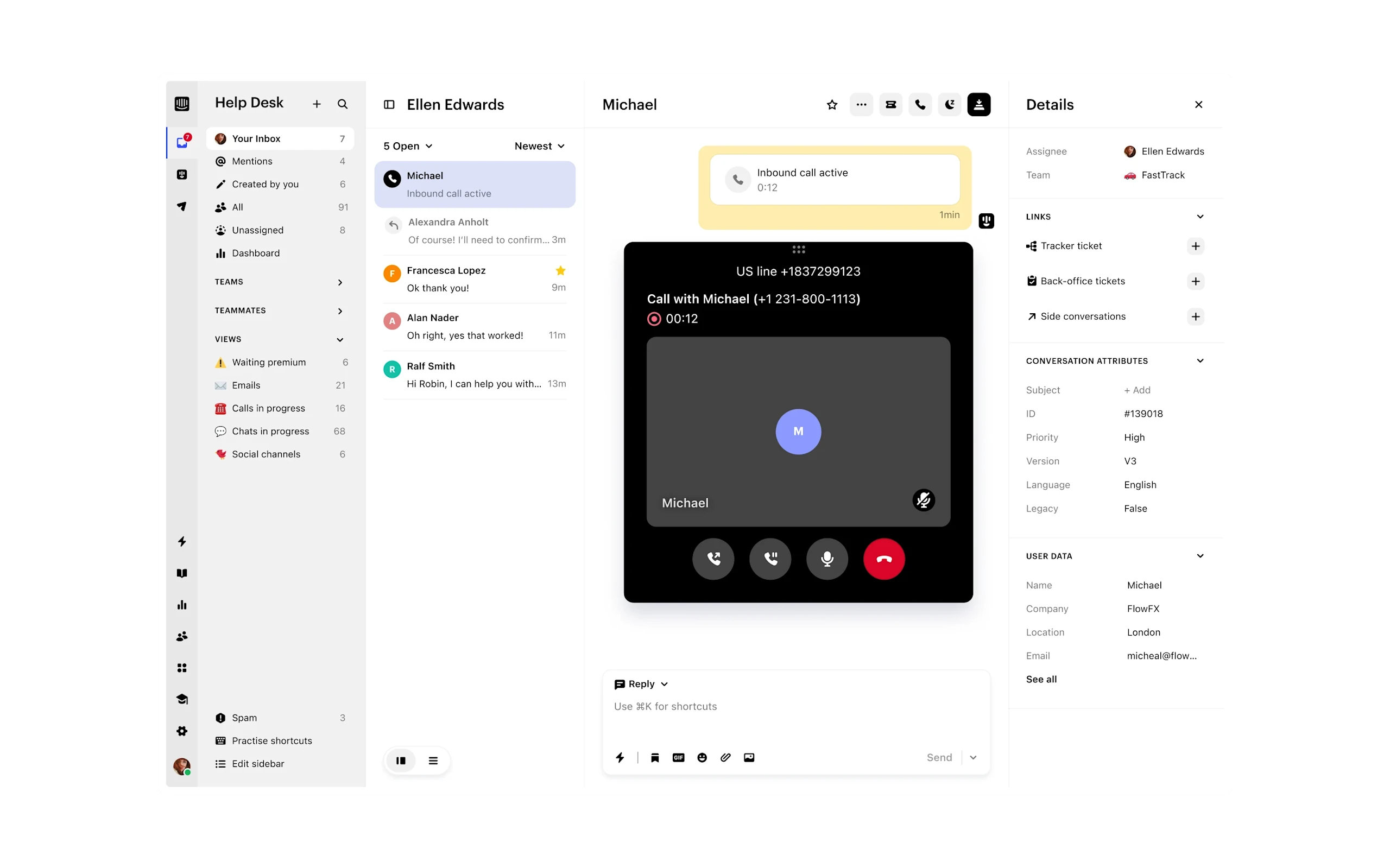Intercom Phone in the shared inbox