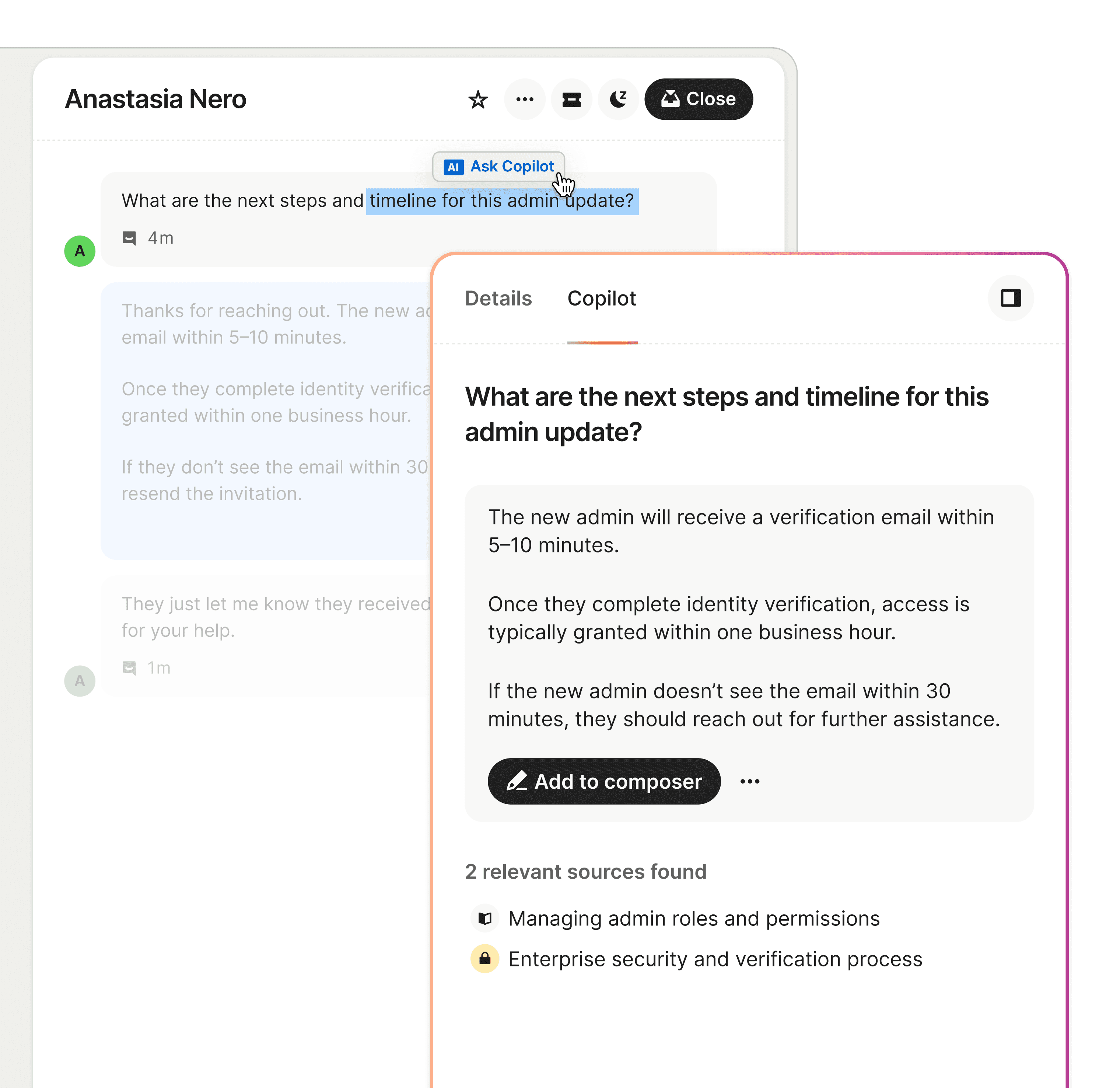 Copilot product UI