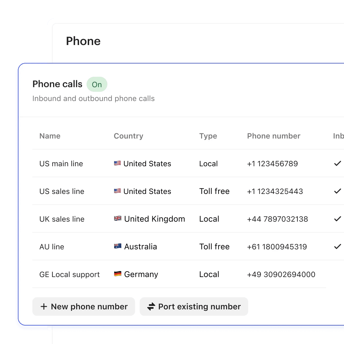 Setting up a local or toll-free phone number