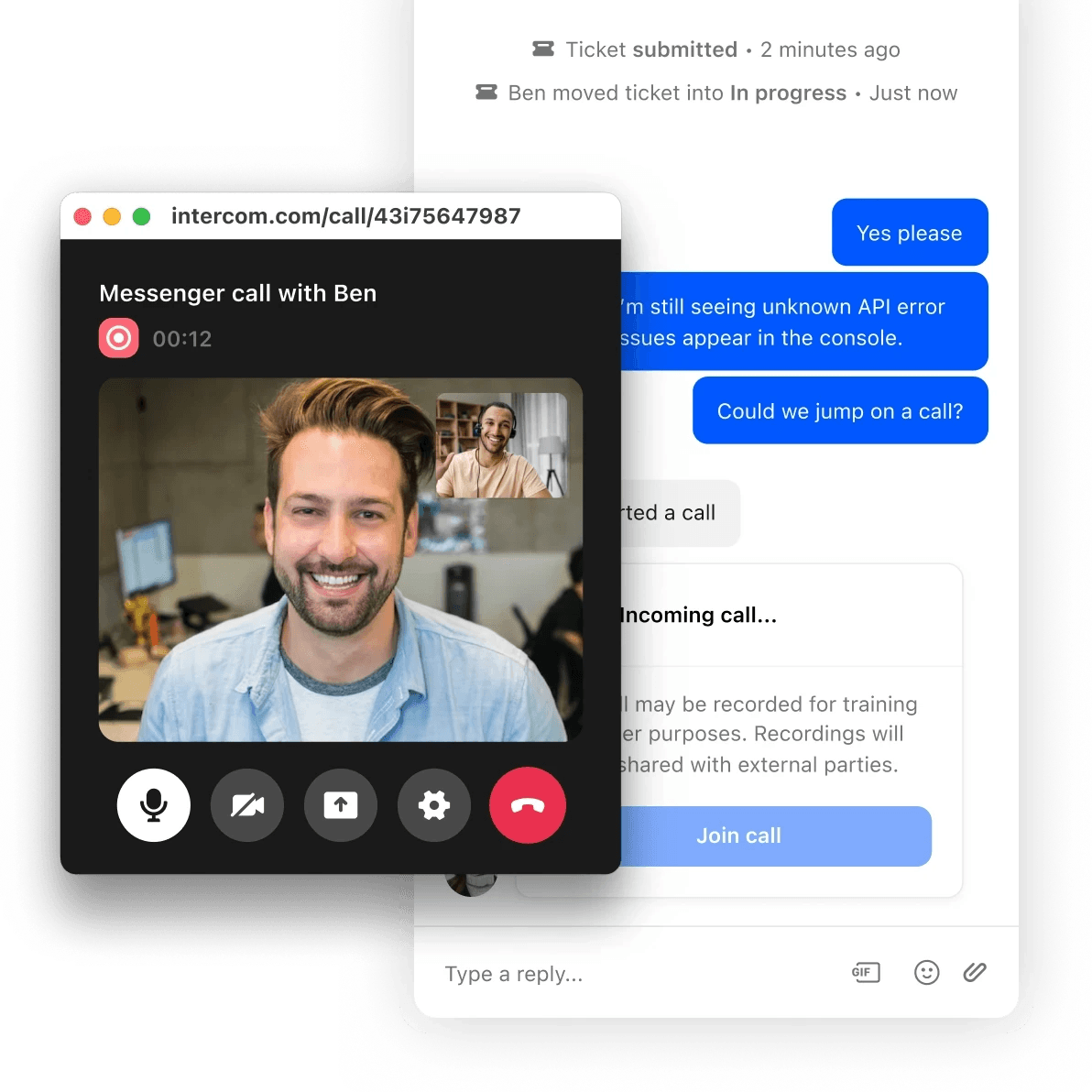 Voice, video, and screen sharing together in the Messenger