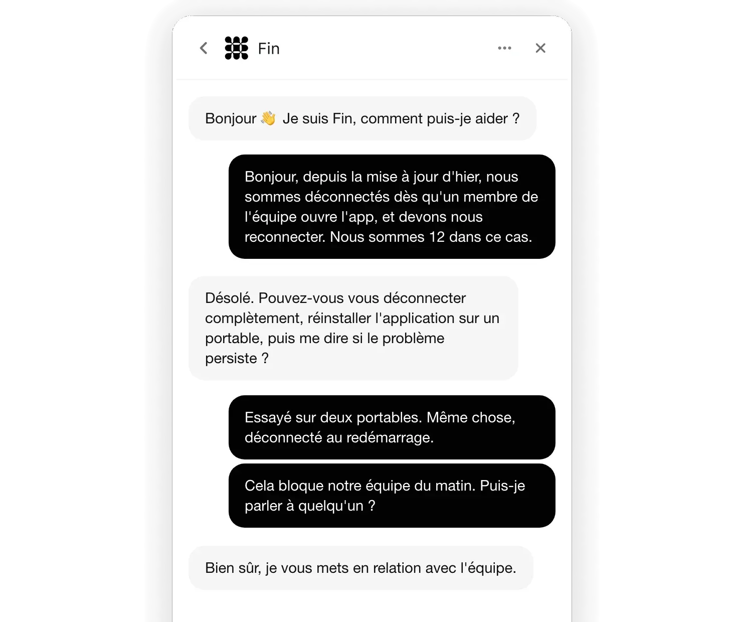 Fin diagnostique un problème de connexion à l’application de bureau dans Messenger avant de passer le relais à l’équipe