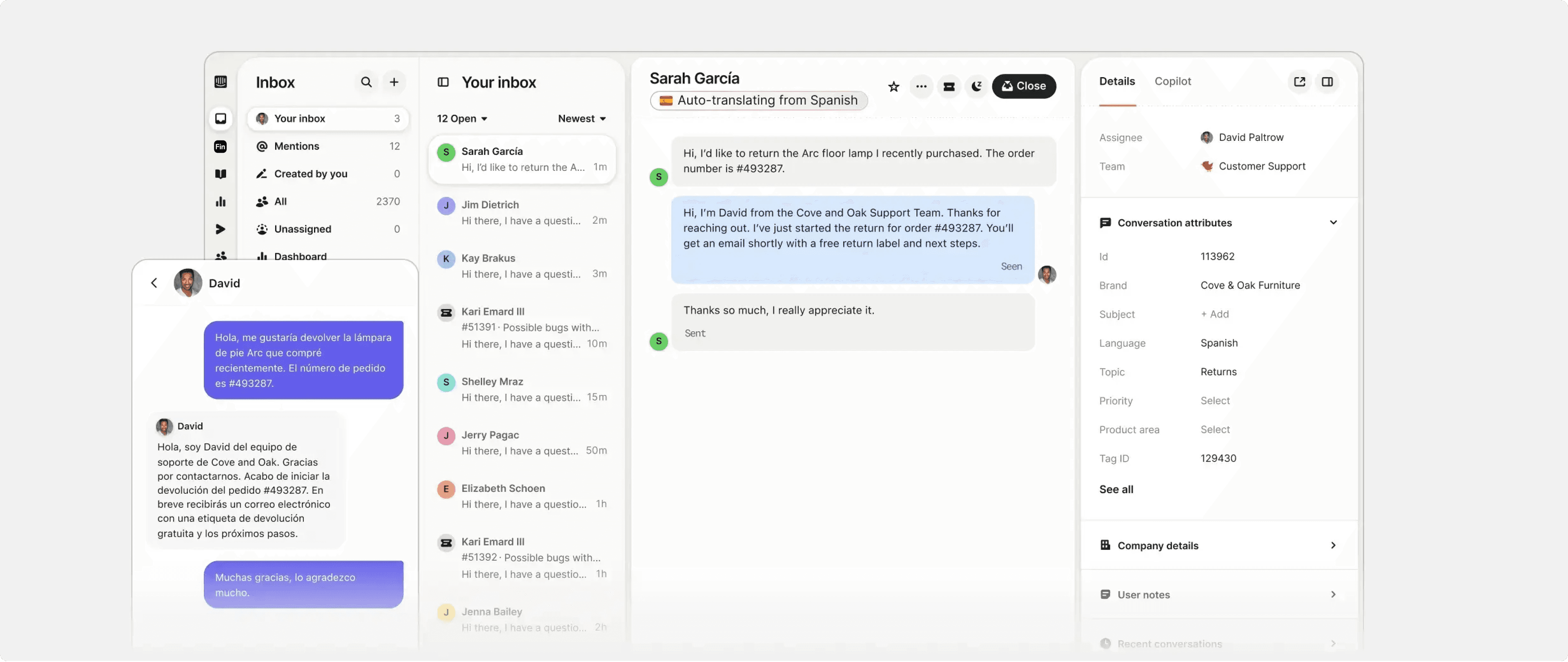 Helpdesk product UI