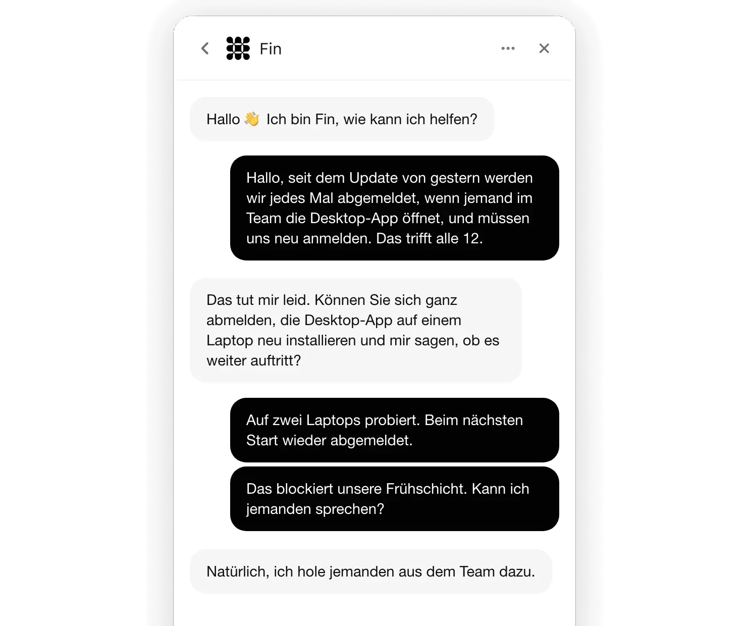 Fin behebt gerade ein Anmeldeproblem der Desktop-App im Messenger, bevor das Team übernimmt