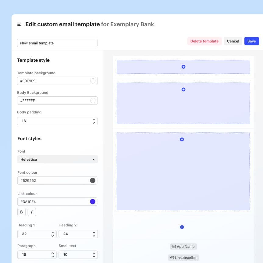 Intercom email editor