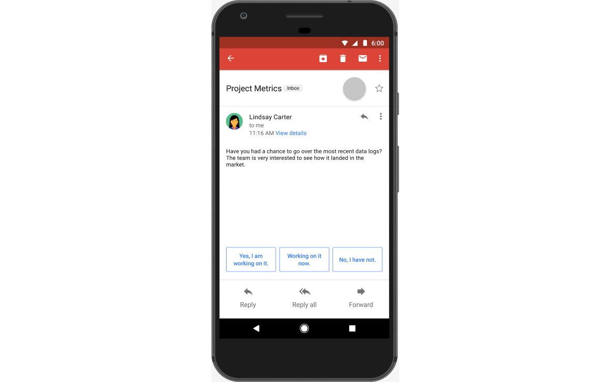 Gmail smart replies