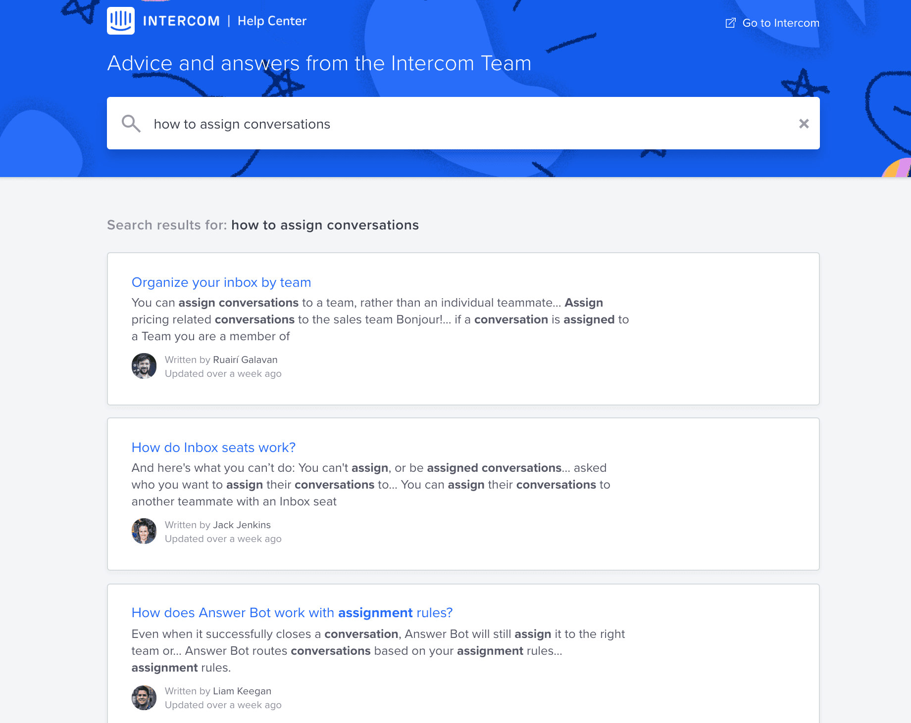 Intercom Article Search