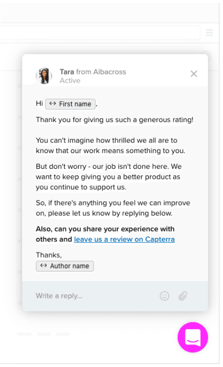 Albacross message for passive ratings