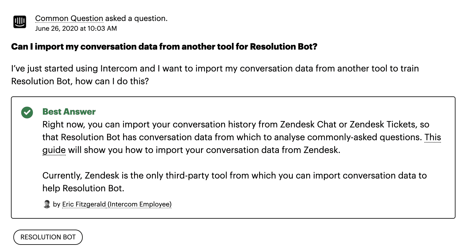 An example of a product-specific Q&A