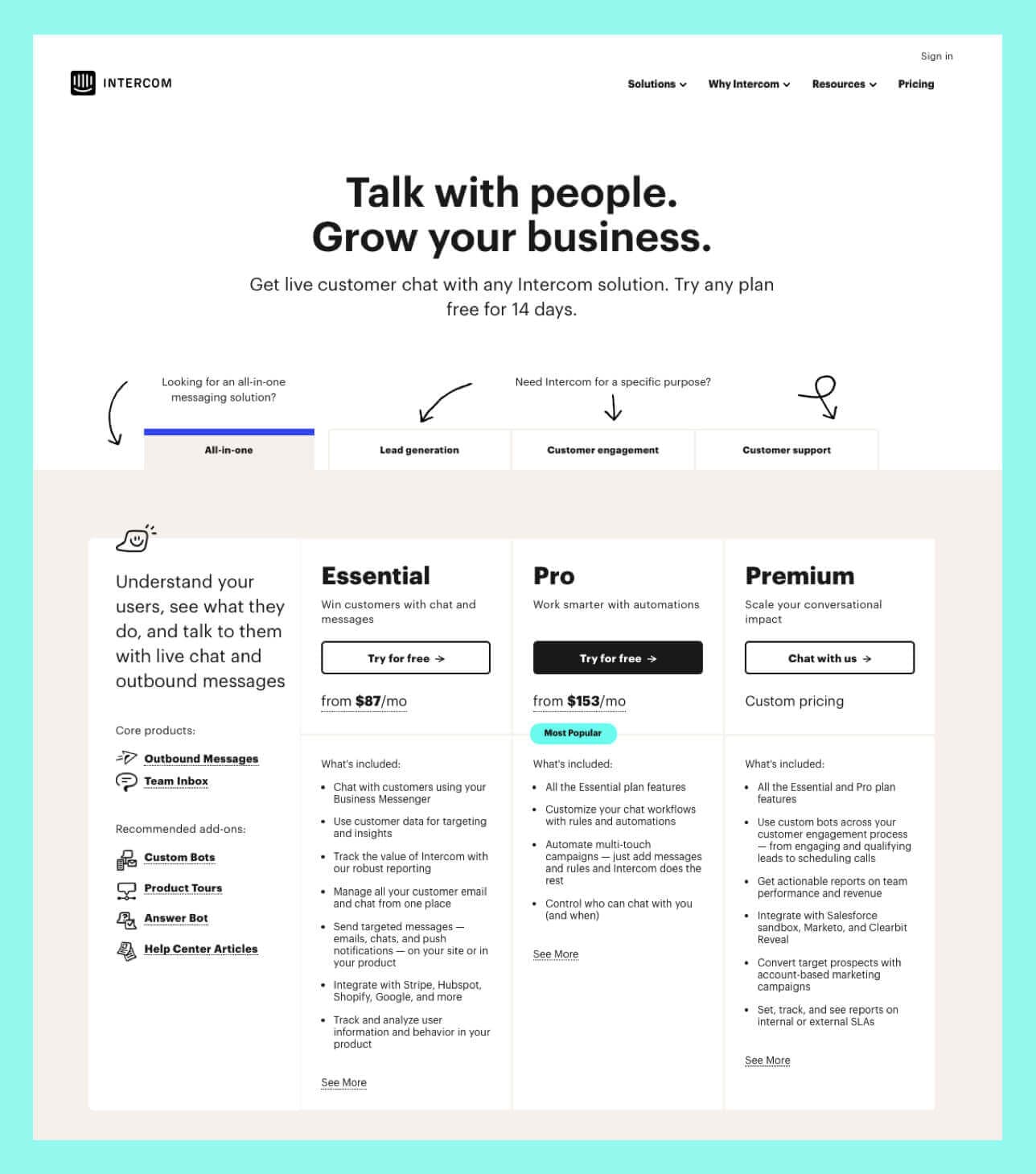 Pricing page