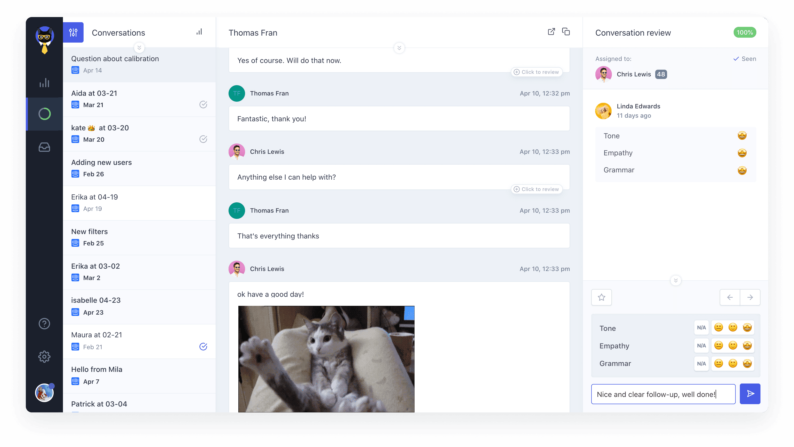 With a conversation review tool like Klaus, you can track your Internal Quality Score over time