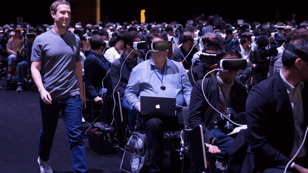 Facebook CEO Mark Zuckerberg at a VR demonstration at the Mobile World Congress trade show