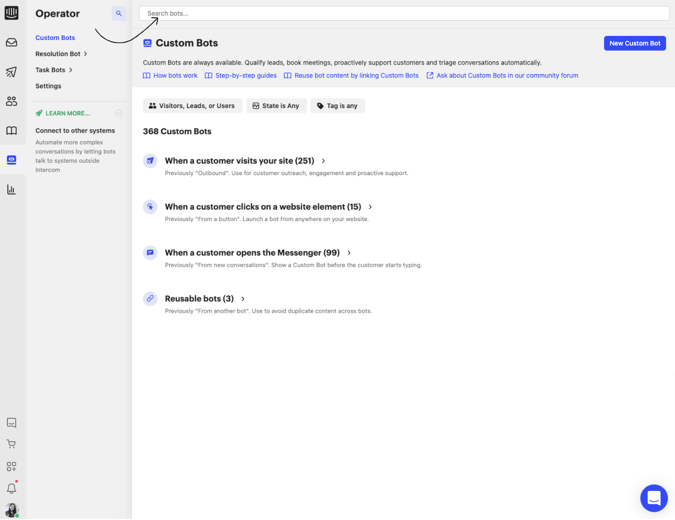 Custom Bot Search