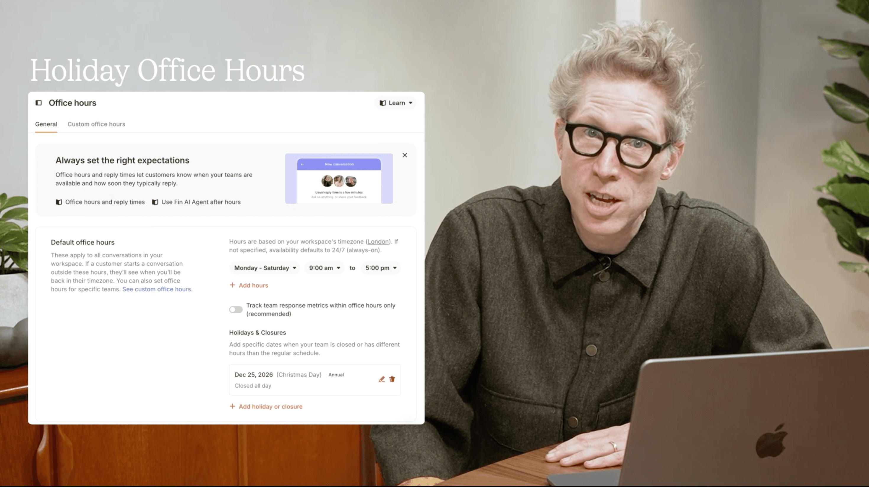 Holiday Office Hours Fin Product Update