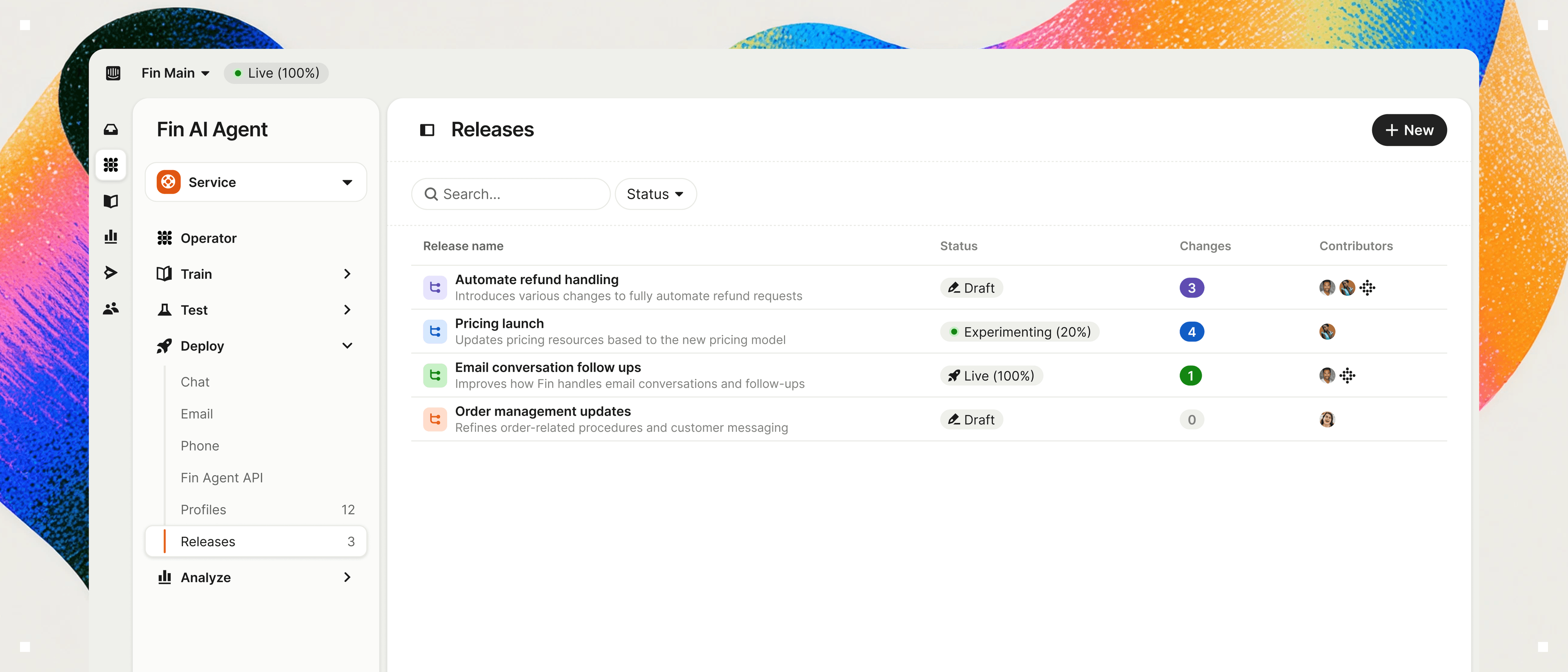 Releases dashboard, with some in experimenting