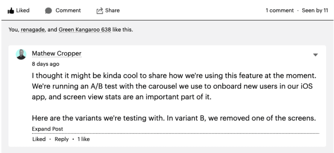 An Intercom teammate answering a question in the forum