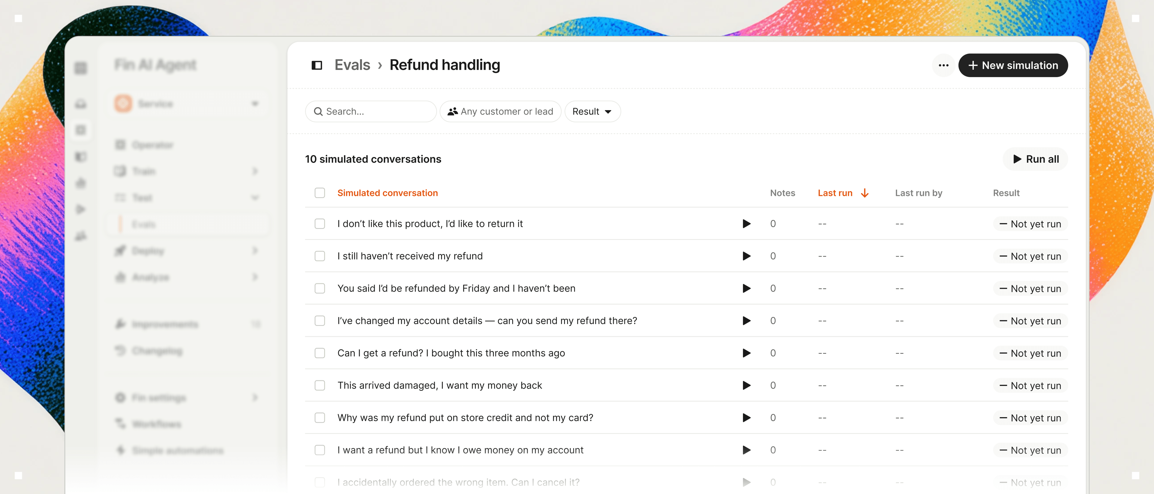 A sample of the conversations inside an Eval