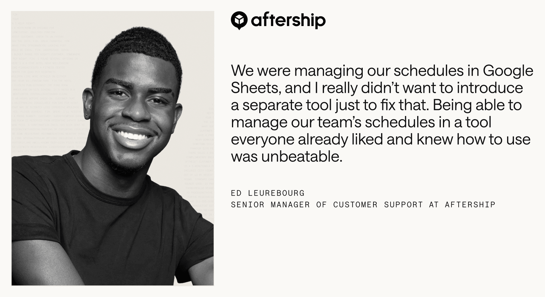 Quote from Ed Leurebourg from Aftership