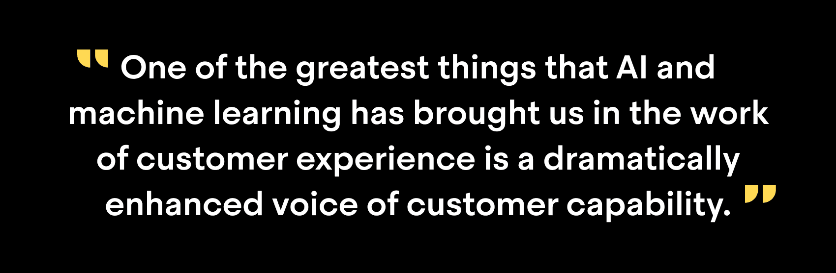 "One of the greatest things that AI and machine learning has brought us in the work of customer experience is a dramatically enhanced voice of customer capacity"
