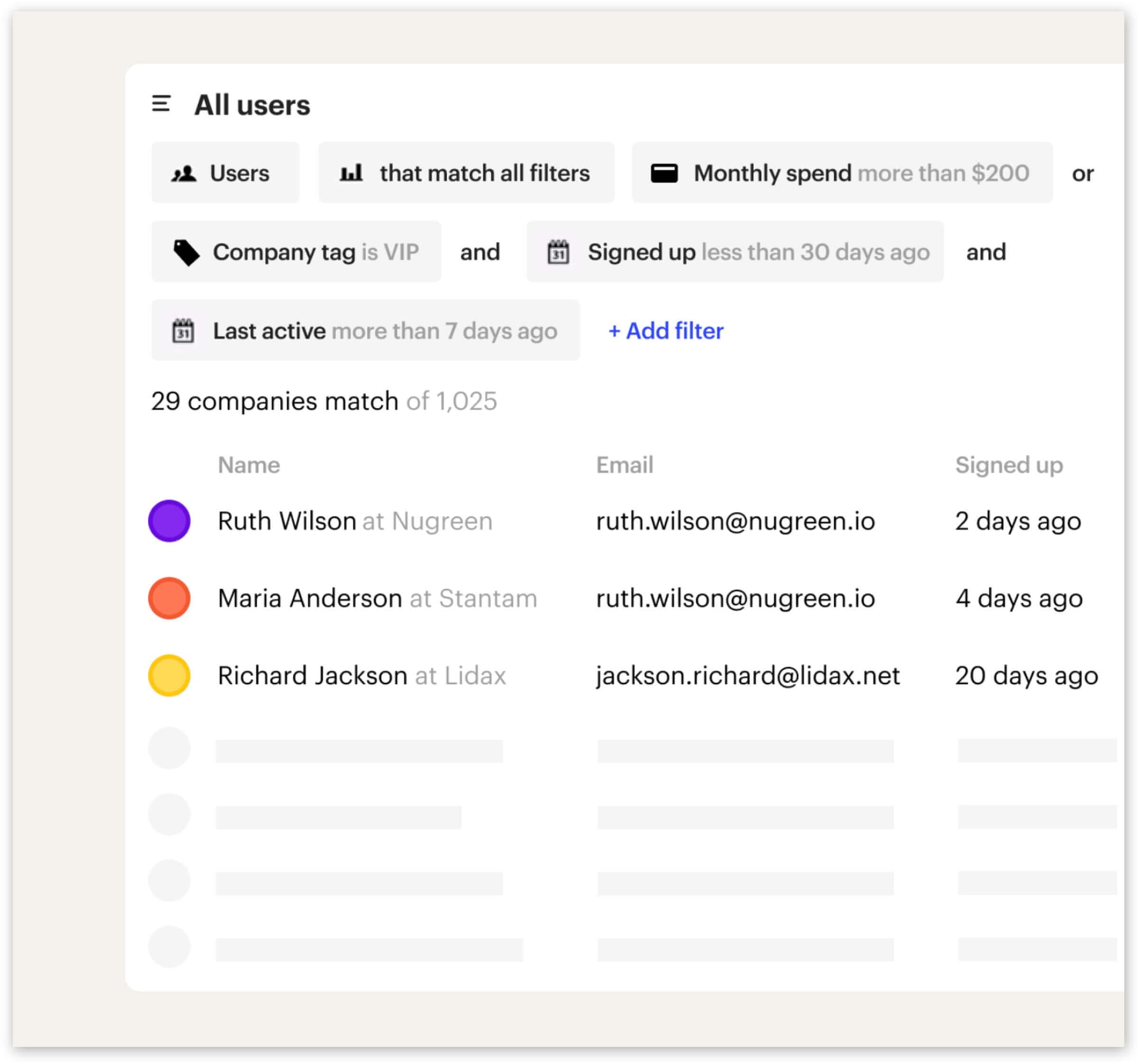 Segmenting customers in Intercom