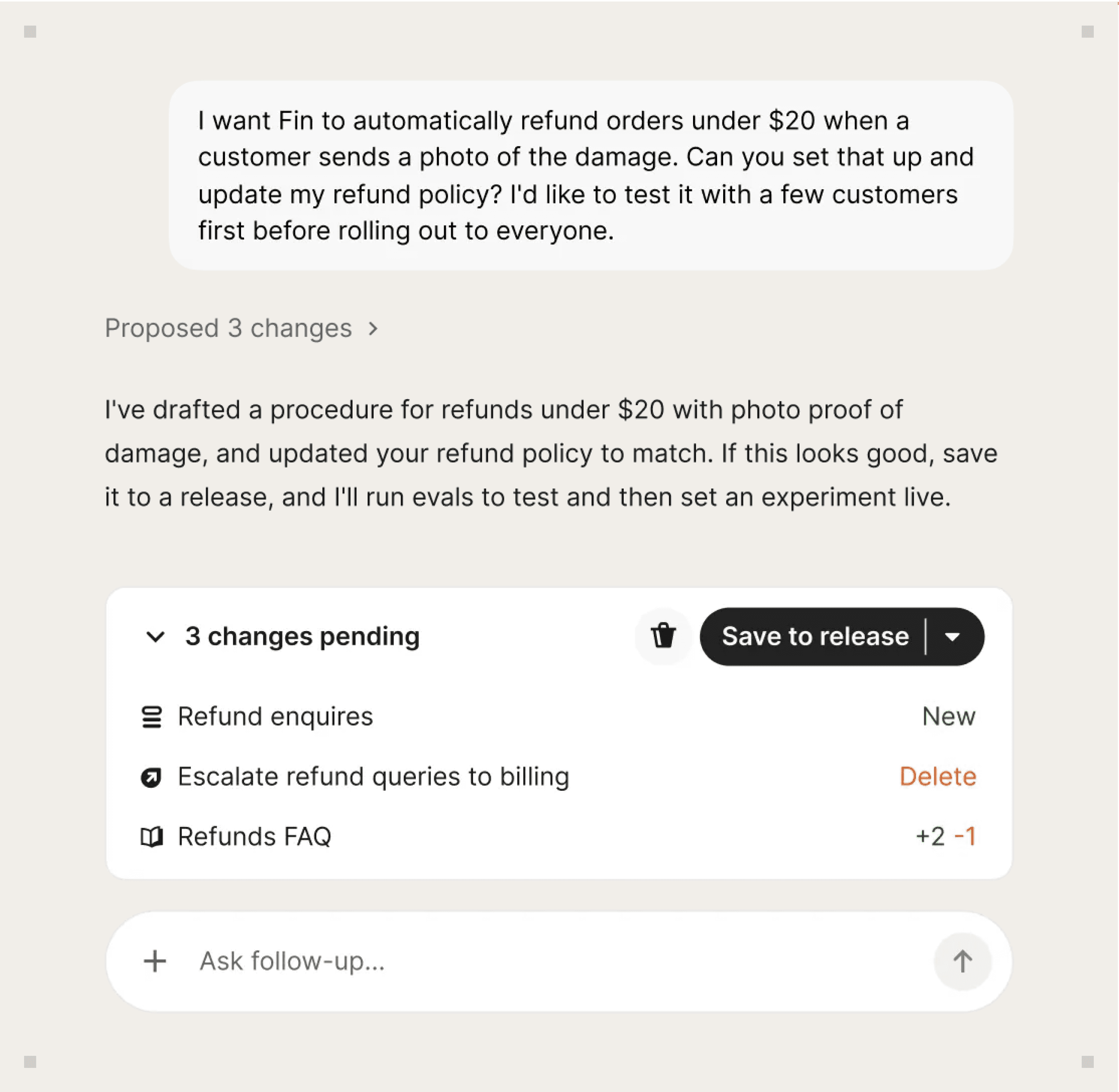Sample of talking to operator